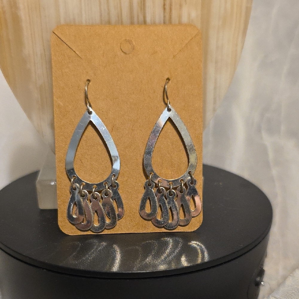 Elegant Silver and Gold Teardrop Earrings